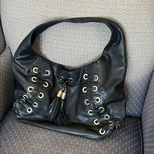 Michael Kors Astor Gromet Hobo Bag Black Leather